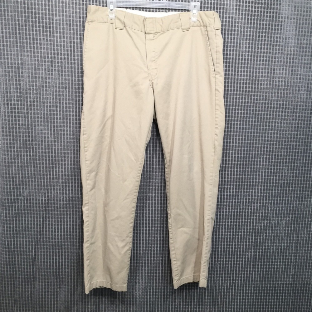 Dickies Mens Chino Pants Flex Slim Taper 36x30 Khaki Good